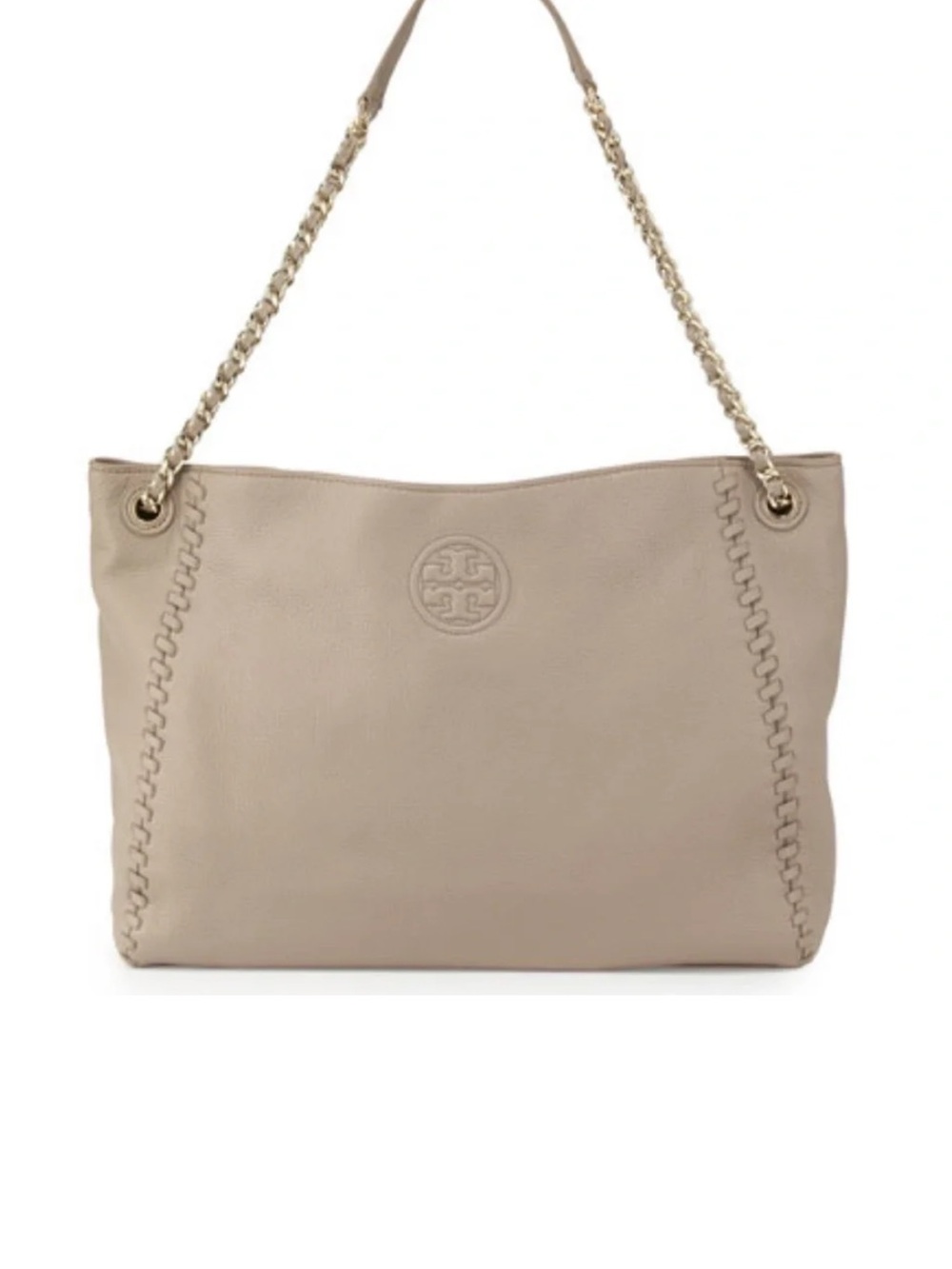 Tory Burch Marion Chain Slouchy Tote Taupe
